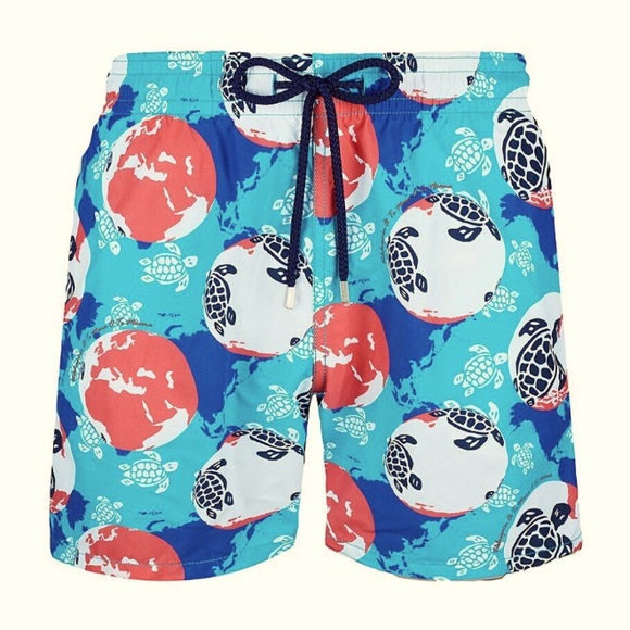 Vilebrequin Swim trunks Turtle Print Azurin Moorea New - Picture 1 of 6